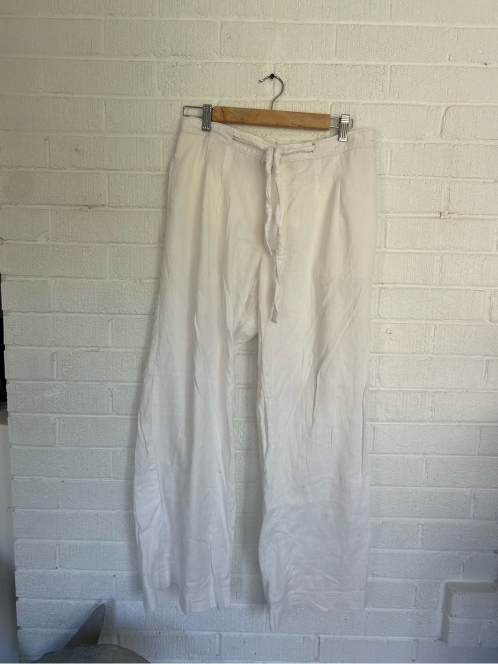 Tommy Hilfiger Cream White Wide-Leg Drawstring Pants